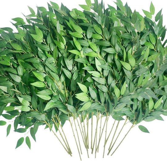 Greentek; 20 Pack Artificial Italian Ruscus Greenery Stems 27.6 Inch Faux Green Leaf Branches Silk Foliage for Wedding Bouquets Centerpieces Garlands Home Decor; Category:Spring Greenery Garlands; Image:1
